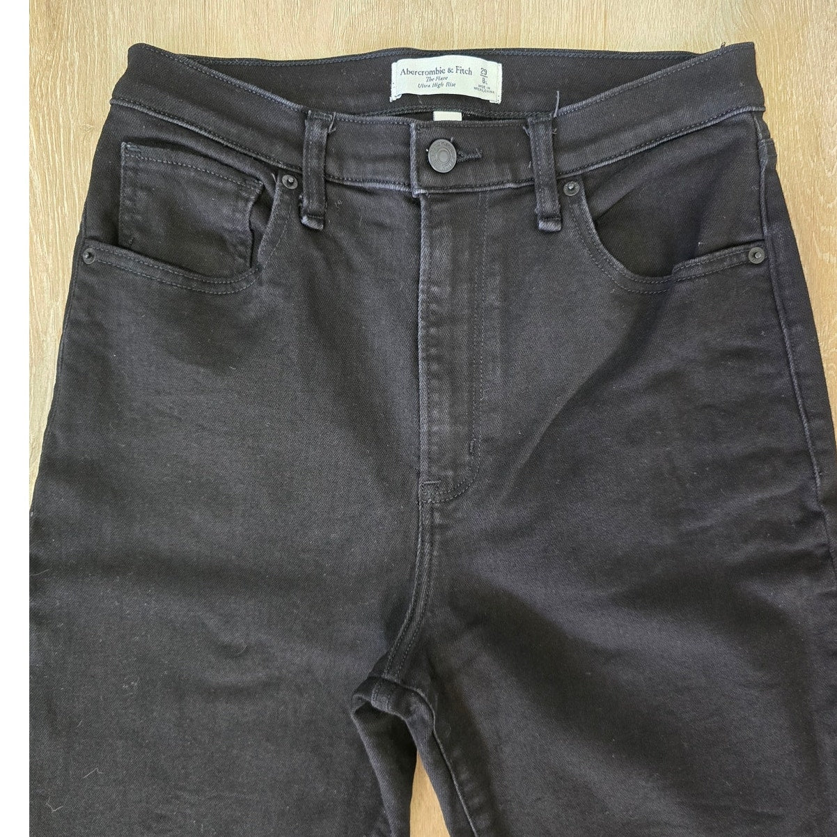 Black High Rise Flare Jeans Stretch Size 29/8