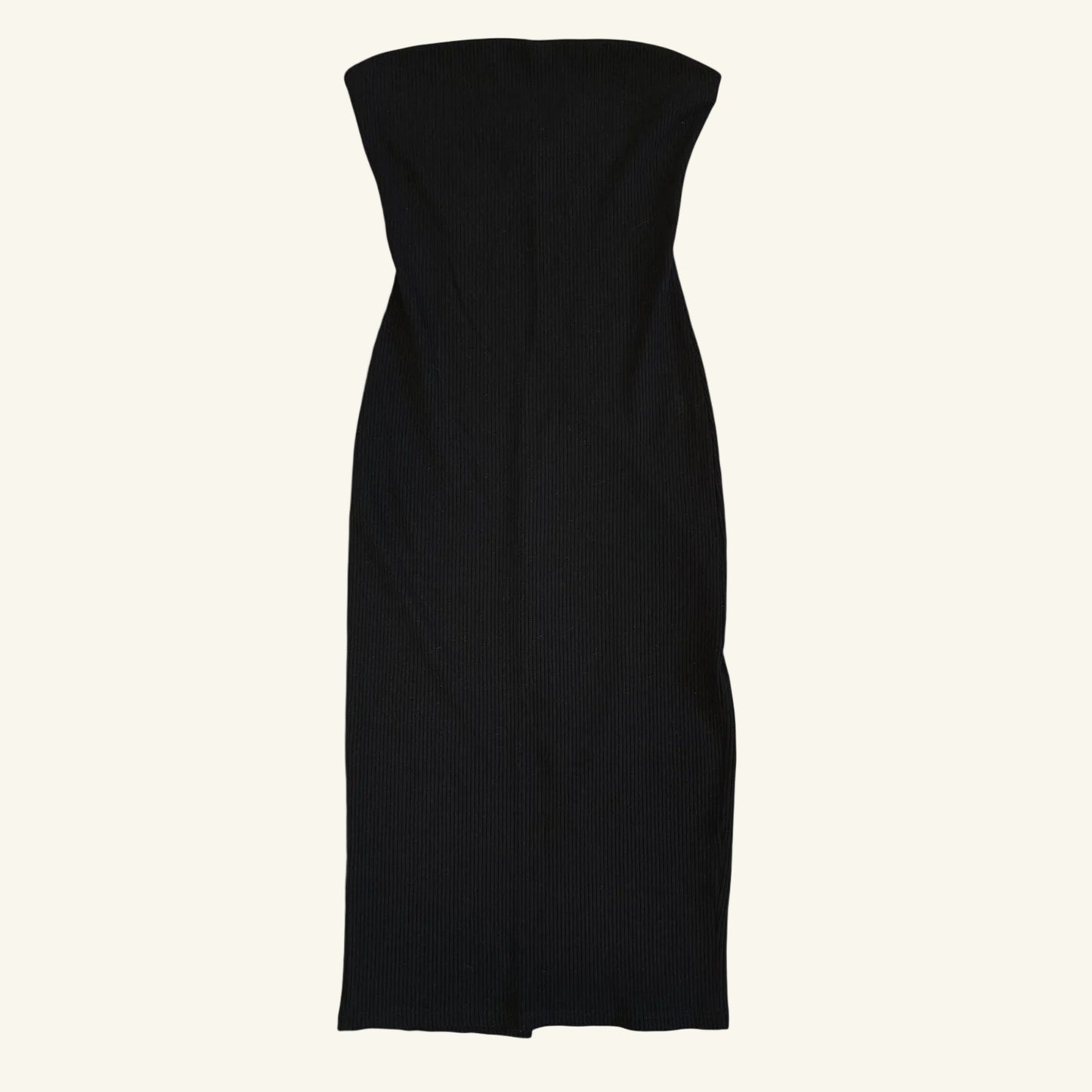 Black Strapless Ribbed Midi Dress Size S