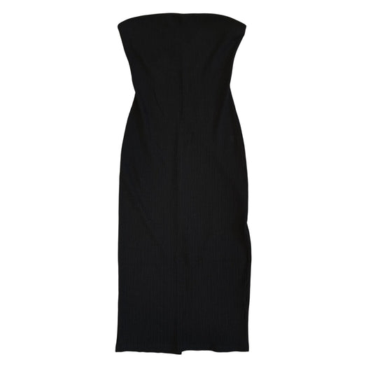 Black Strapless Ribbed Midi Dress Size S