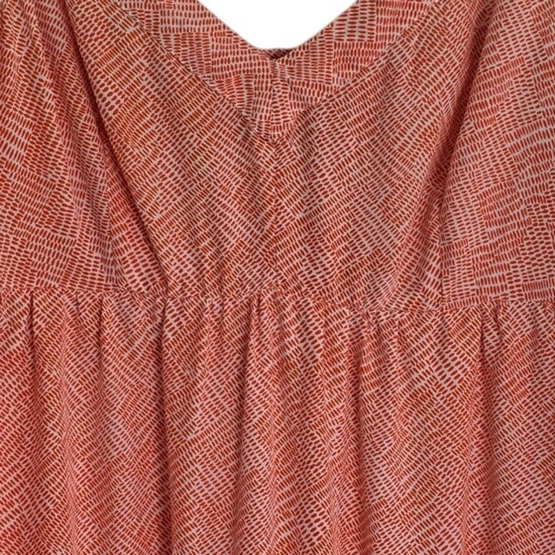 Coral Silk Maxi Slip Dress V-Neck Empire Waist Size L