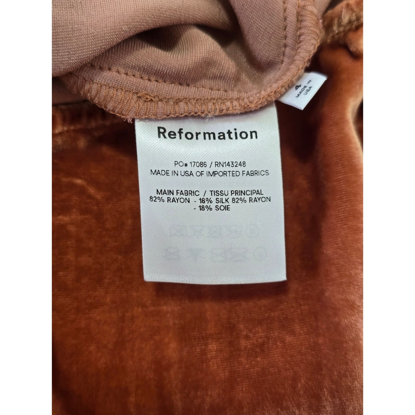 Reformation Velvet 2 Piece Set Salmon Silk Blend Midi Skirt Size 4 NWT