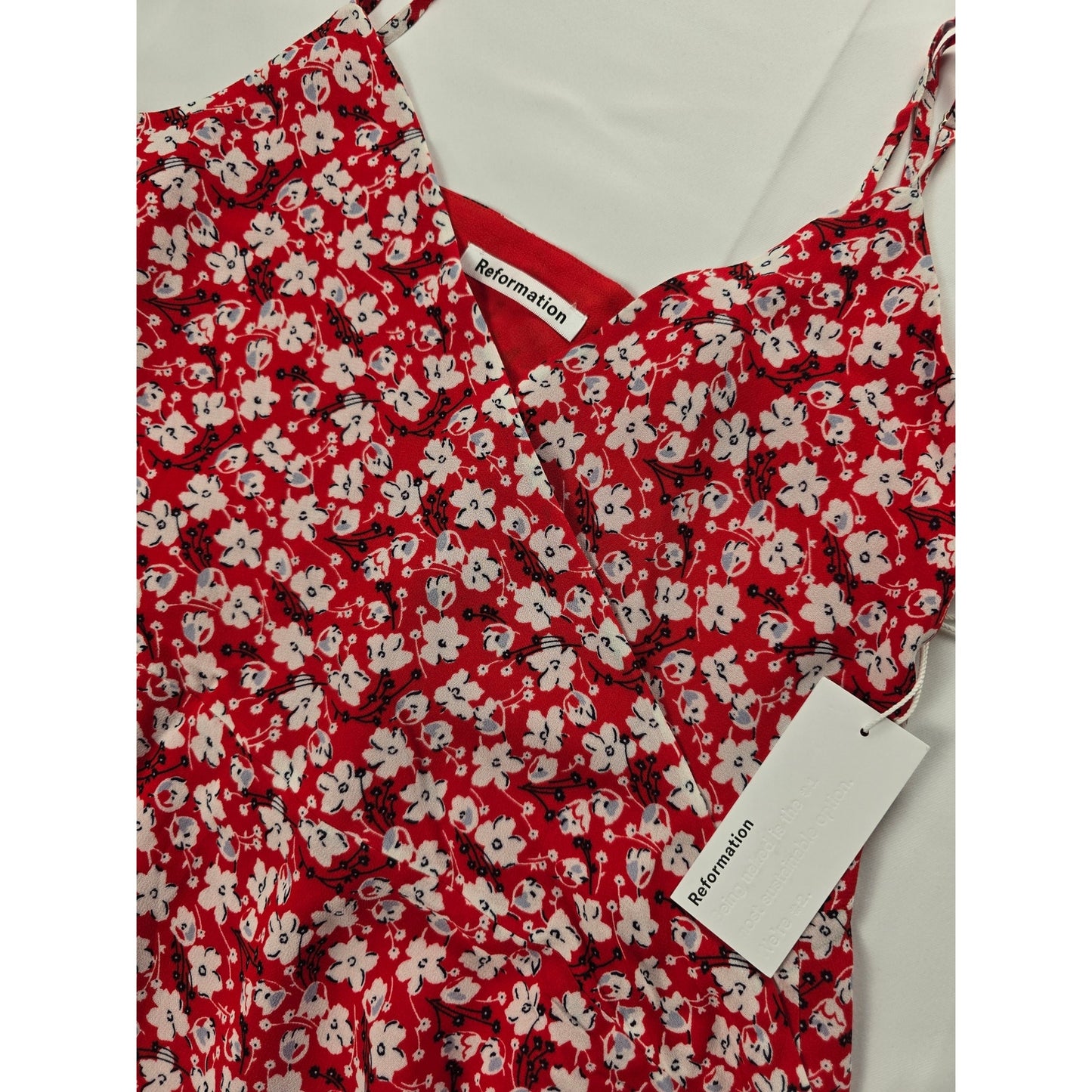 Red Floral Wrap Mini Dress Red Spaghetti Strap Size S