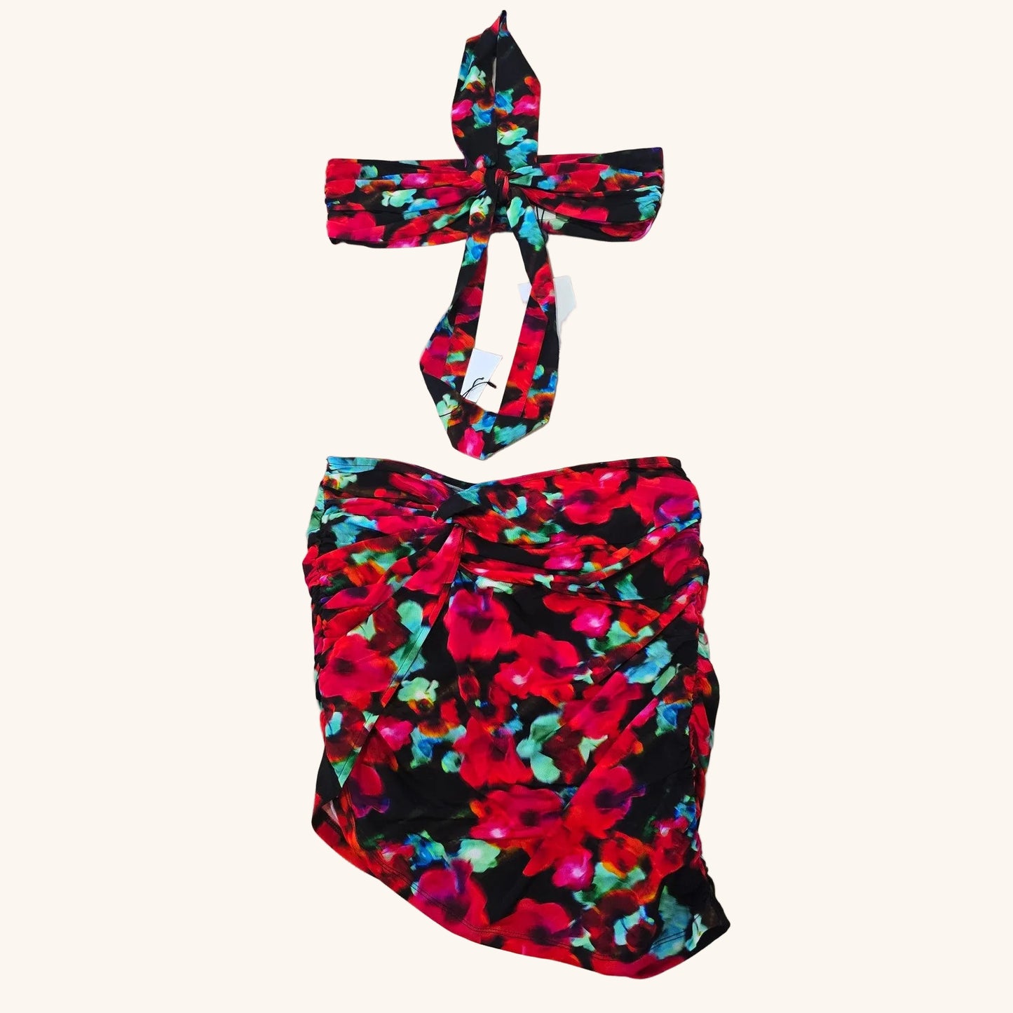 Floral Two Piece Set Mini Skirt Size M NWT
