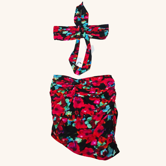Floral Two Piece Set Mini Skirt Size M NWT