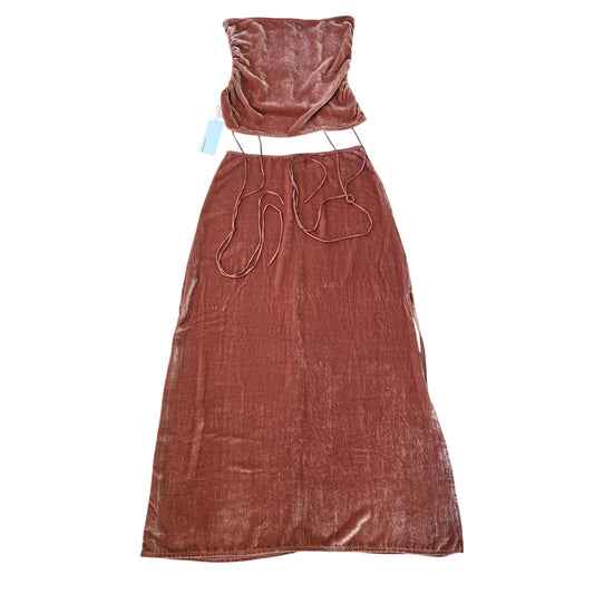 Reformation Velvet 2 Piece Set Salmon Silk Blend Midi Skirt Size 4 NWT