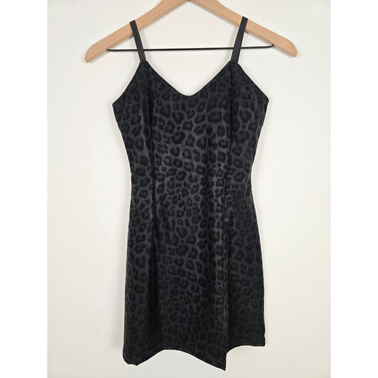 Black Leopard Print Mini Dress Size XS