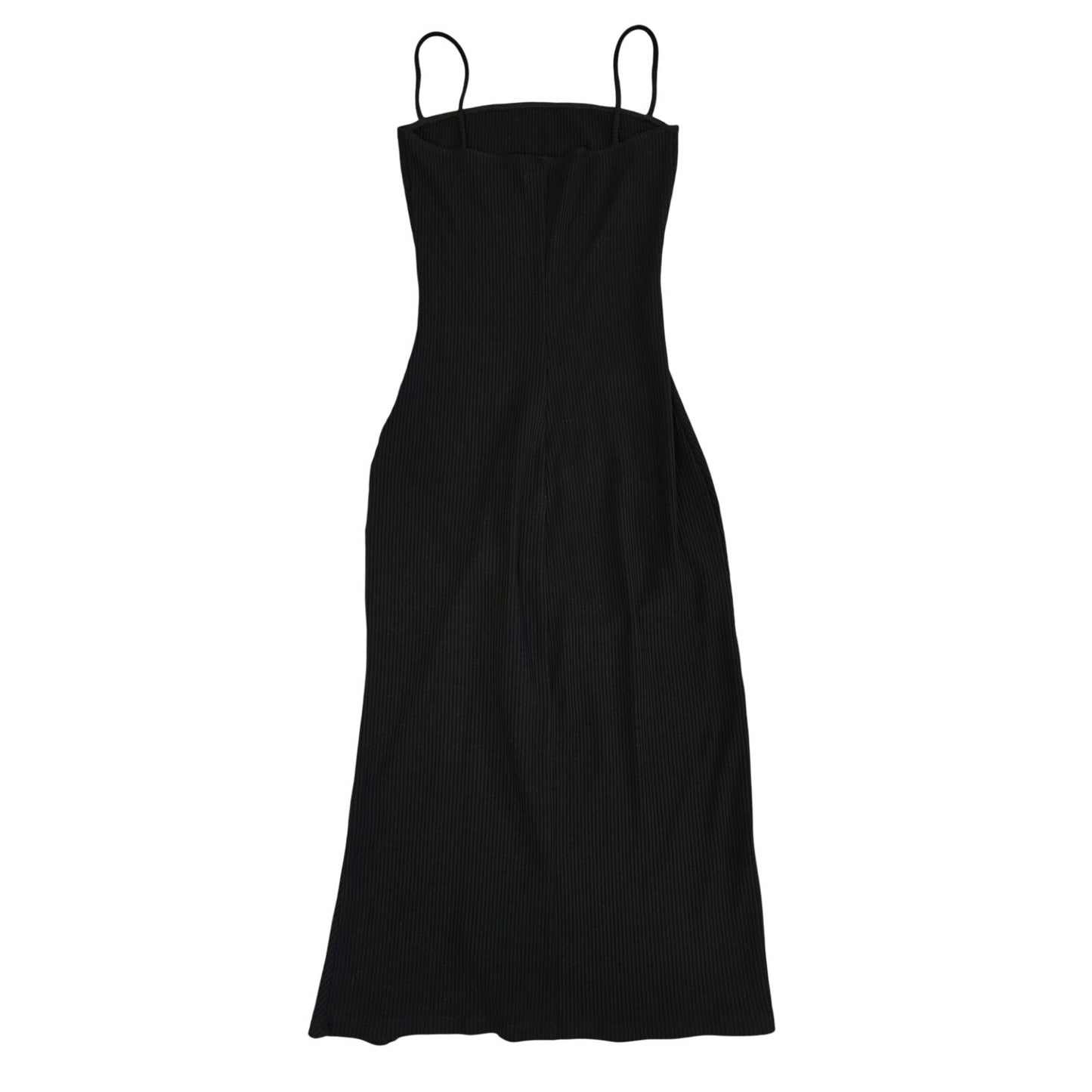 Black Ribbed Knit Spaghetti Strap Midi Dress Size S