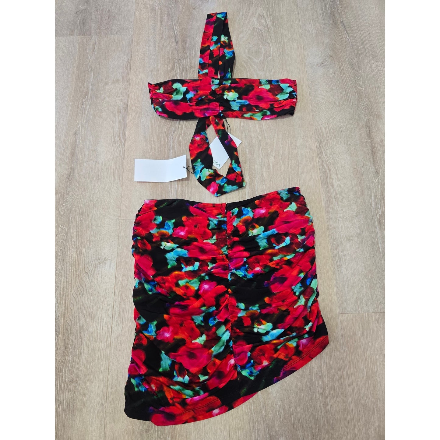 Floral Two Piece Set Mini Skirt Size M NWT
