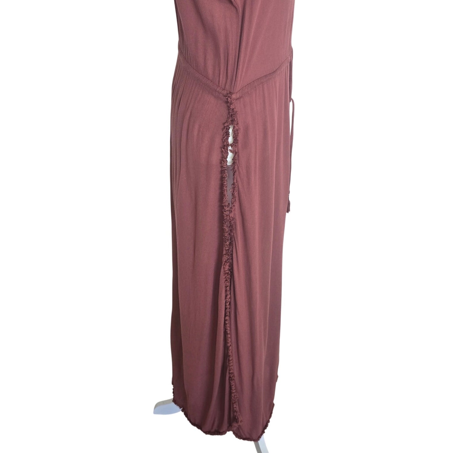 Rust Rayon Maxi Swim Cover Up Tassel Dress Size S