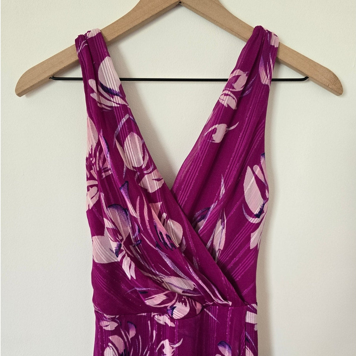 Purple Floral Fit & Flare Midi Dress Sleeveless Size 4
