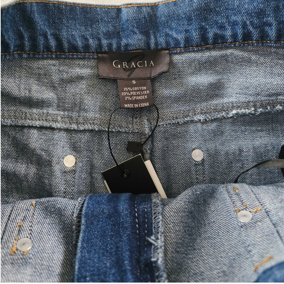 Blue Denim Midi Skirt High Waist Utility Pockets Size S NWT