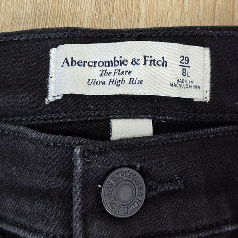 Black High Rise Flare Jeans Stretch Size 29/8