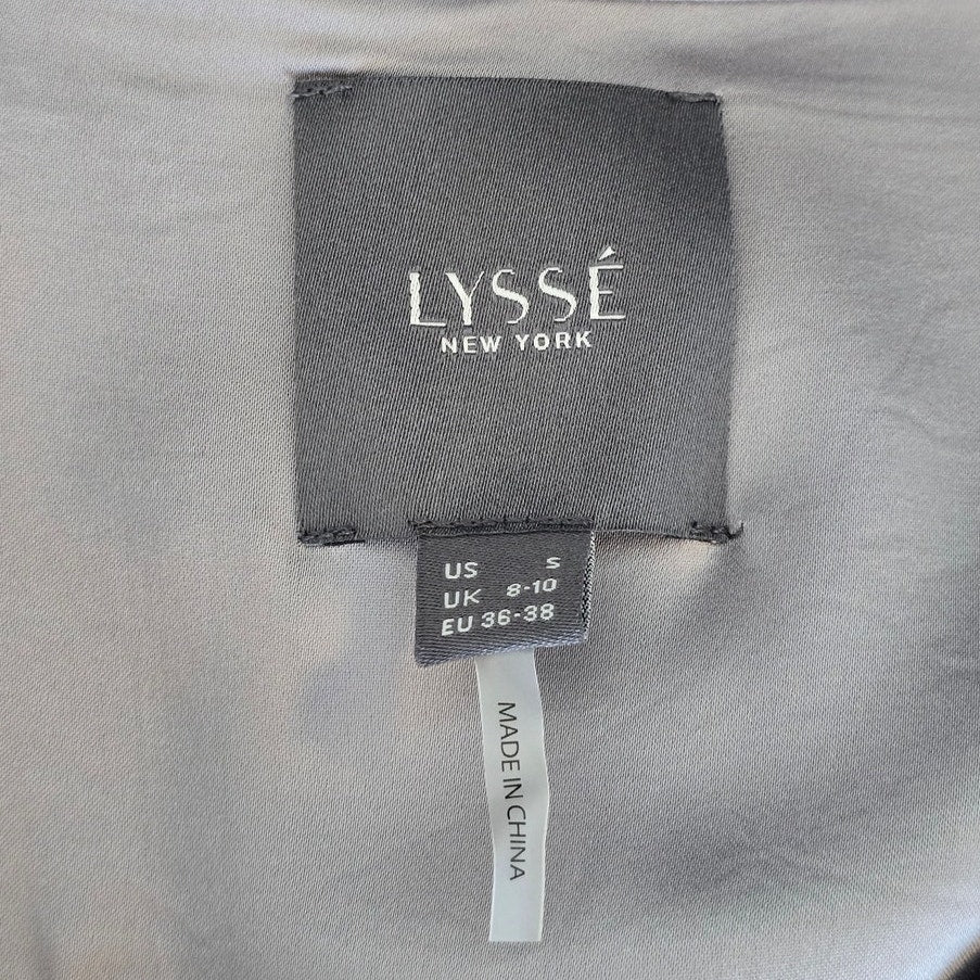 Gray Satin Pocket Blouse Button Down Top Size S