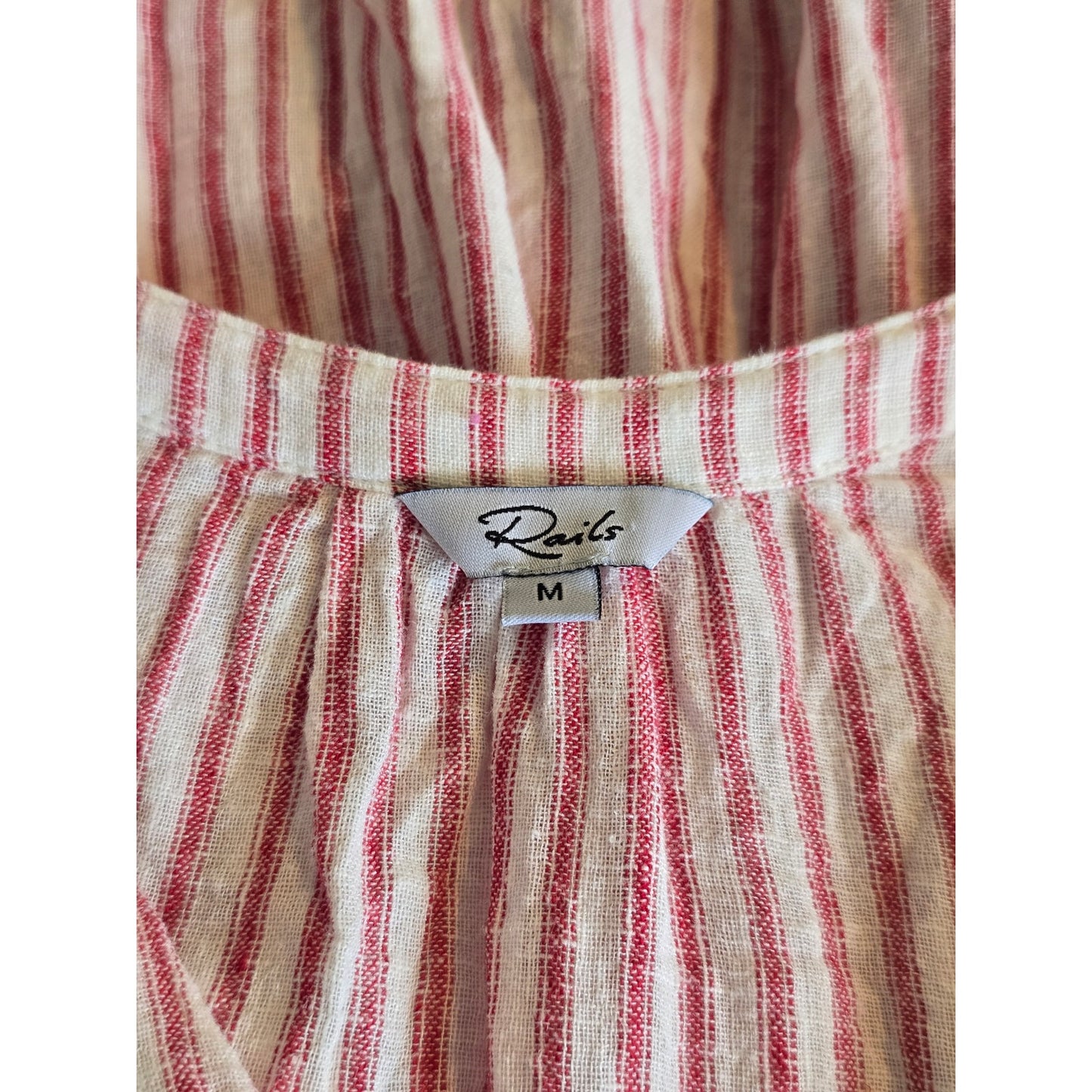 Red White Linen Blend Mini Dress Size M