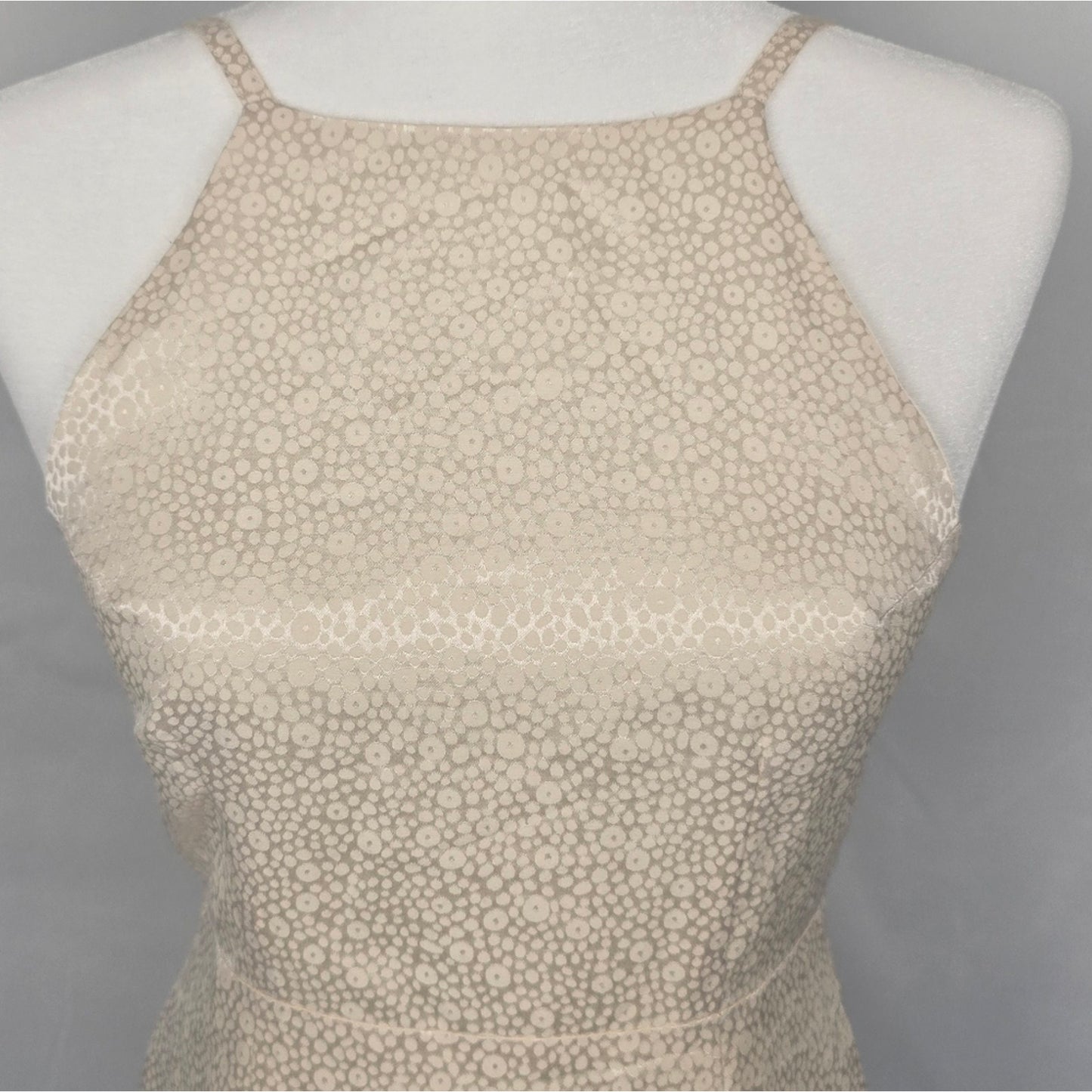 White Leopard Jacquard w/ Ruffle Hem Silk Mini Dress Size 1