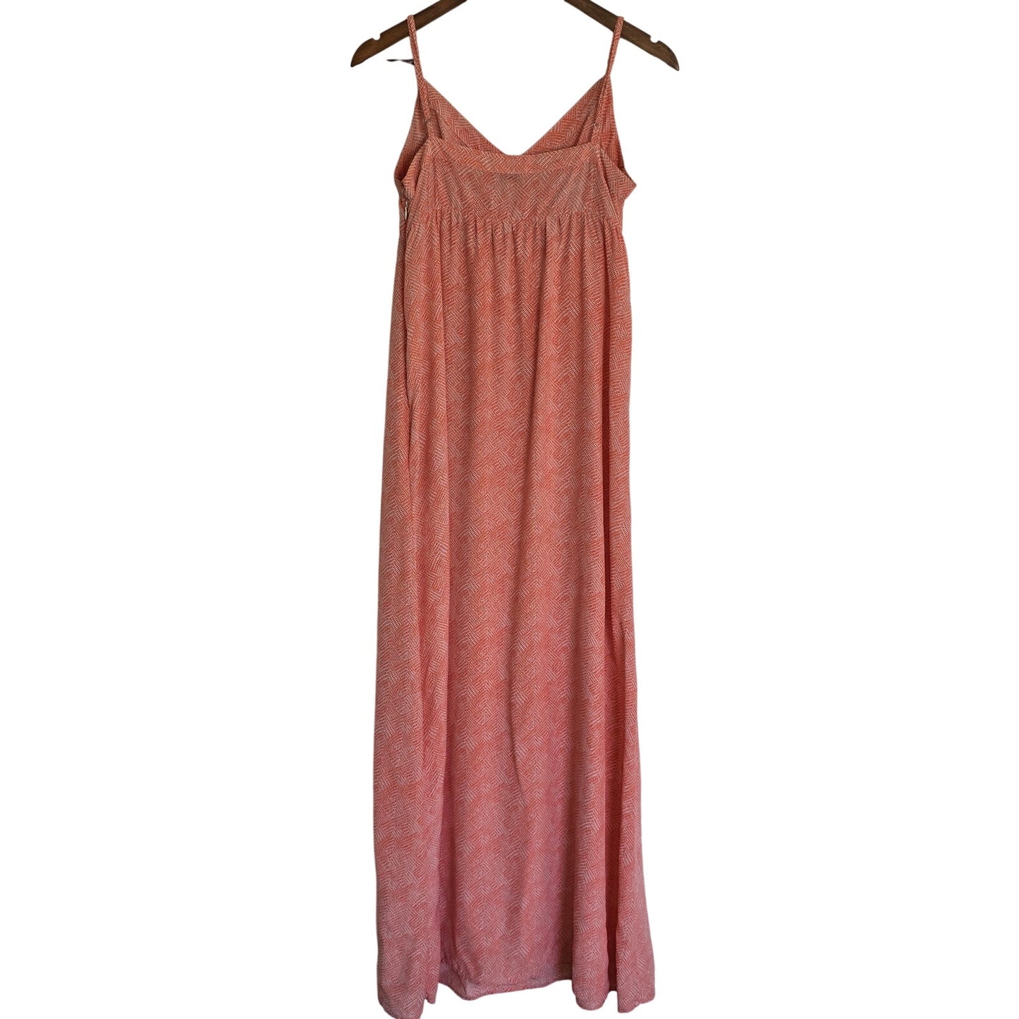 Coral Silk Maxi Slip Dress V-Neck Empire Waist Size L
