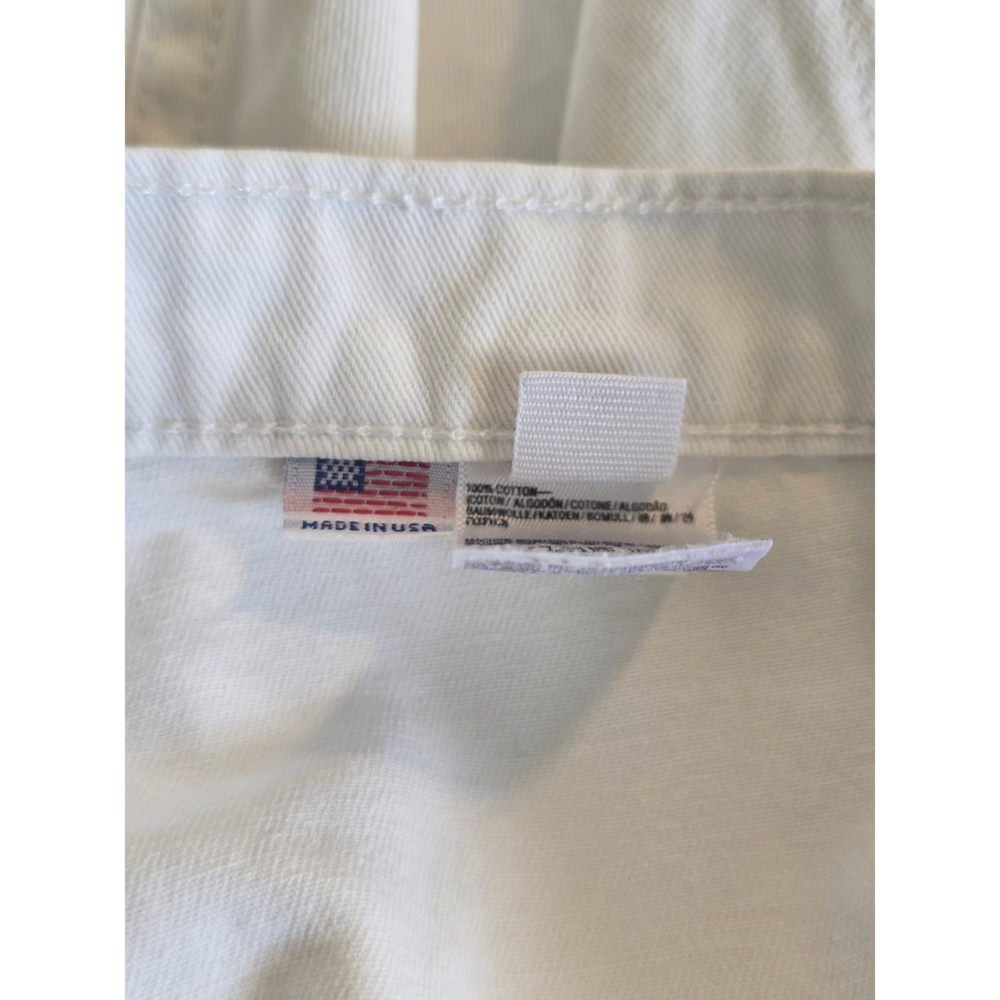 White Button Front Mini Skirt Cotton Size M