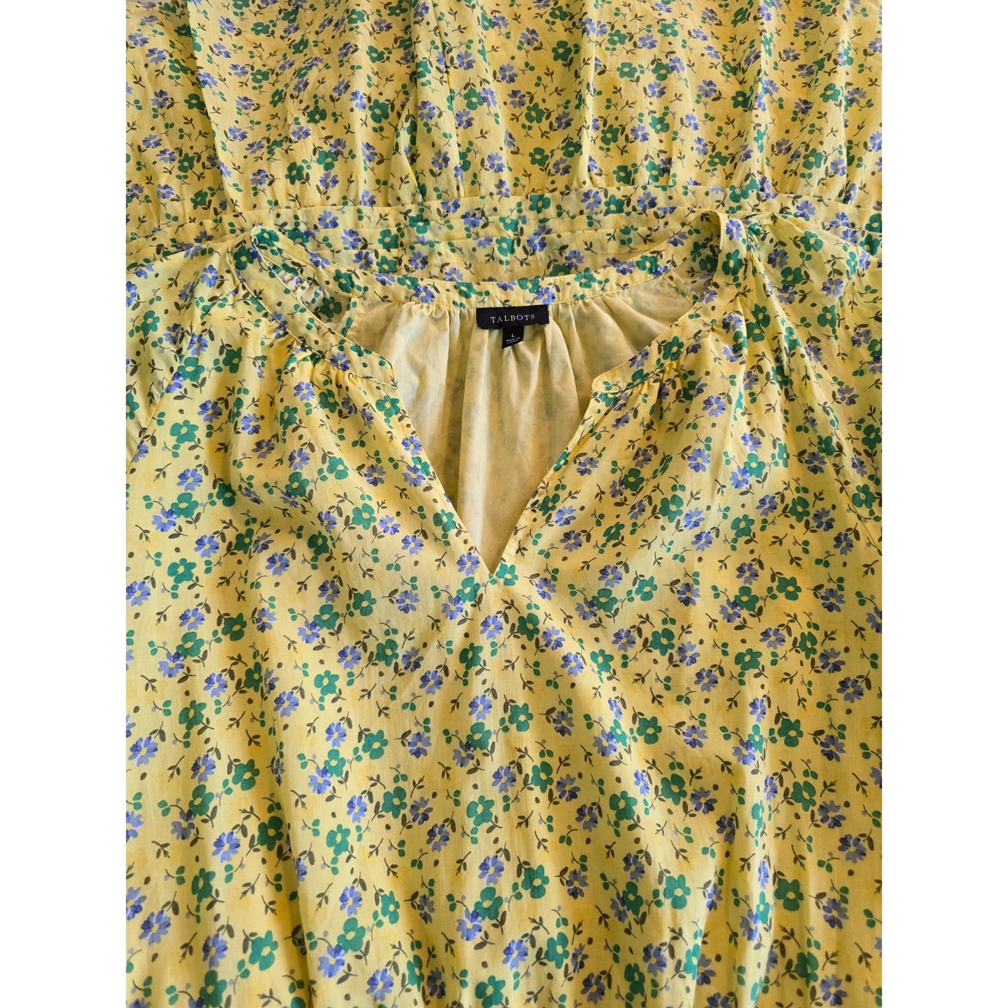 Yellow Floral Fit & Flare Voile Midi Dress Size Large