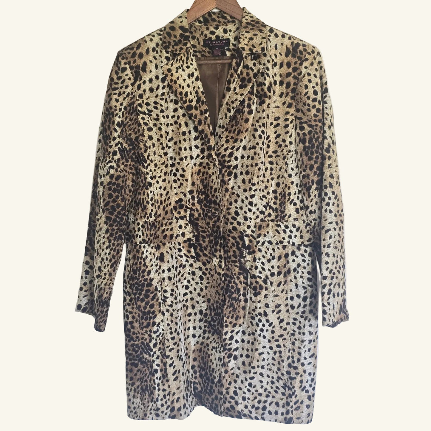 Silk Leopard Print Longline Duster Jacket Size 10