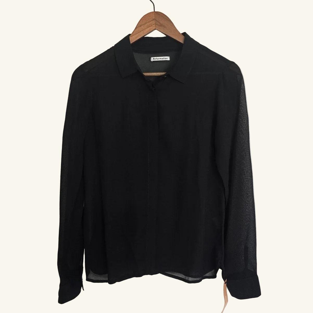 Black Sheer Blouse Button Down Top Size S NWOT