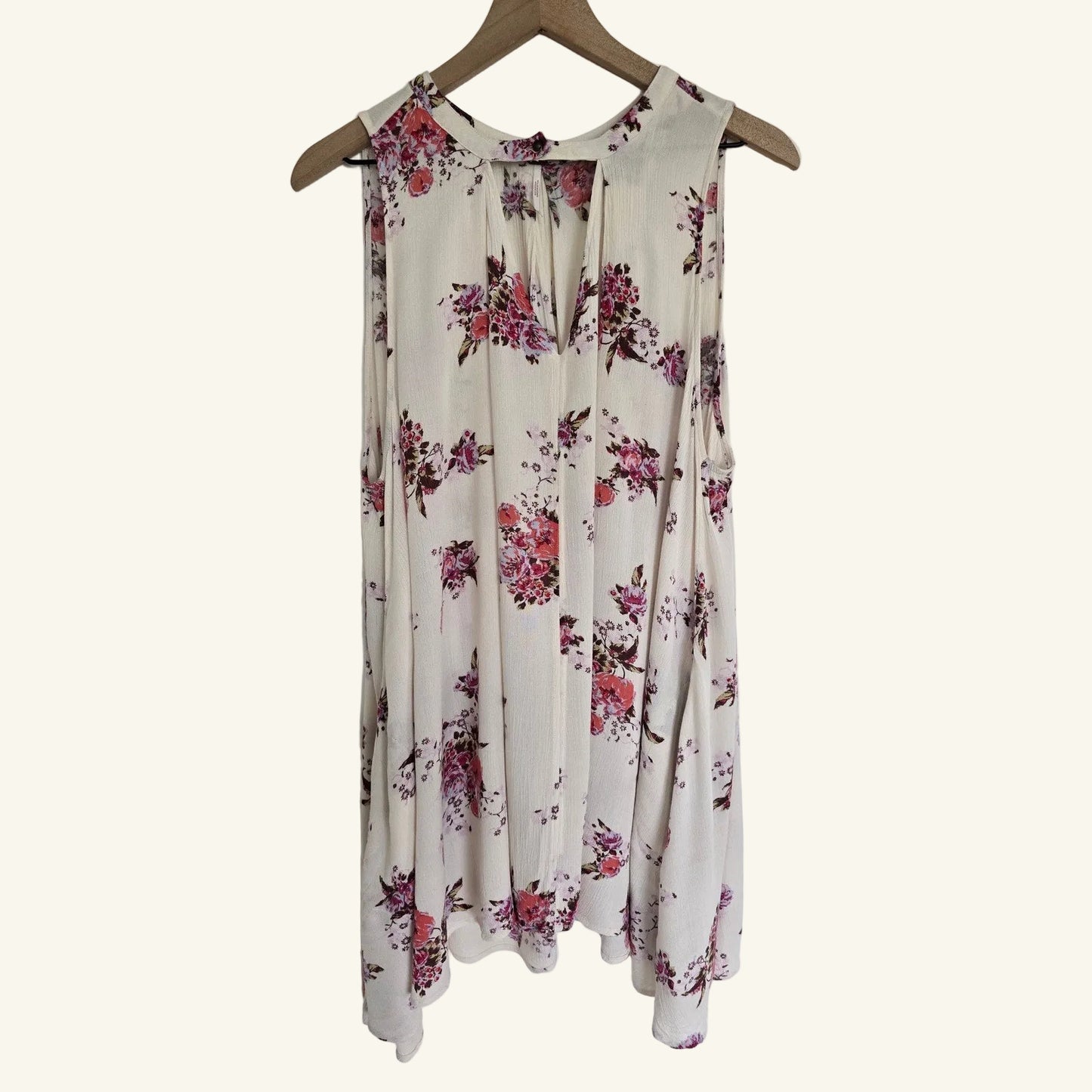 White & Pink Floral Mini Keyhole Dress Size M