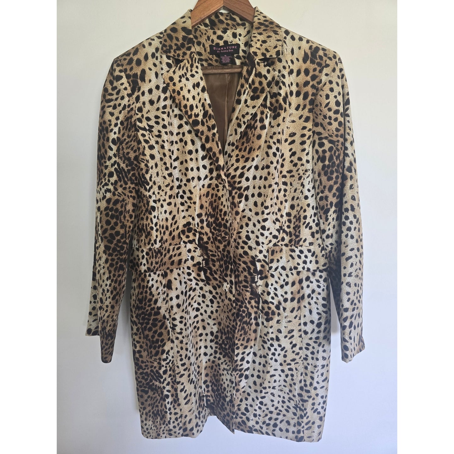 Silk Leopard Print Longline Duster Jacket Size 10