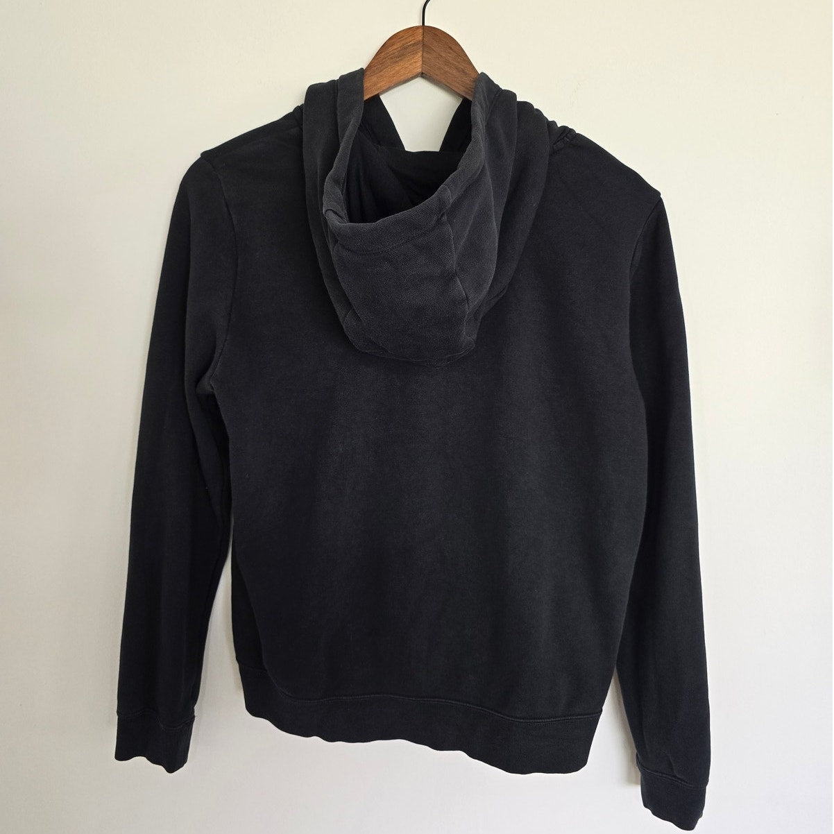 Black Logo Fleece Zip Hoodie Sweatshirt Size Small