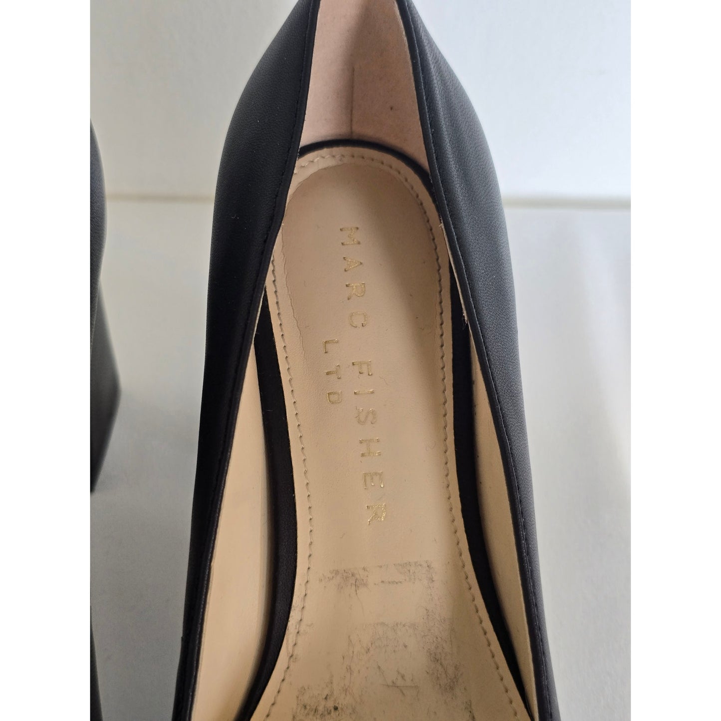 Black Leather Pointed Toe Pumps Size 6.5