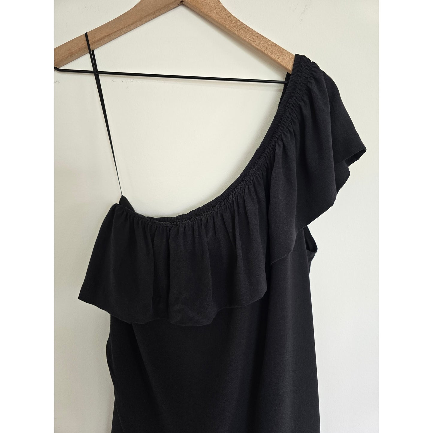 Black One Shoulder Dress Shift Pockets Size 6