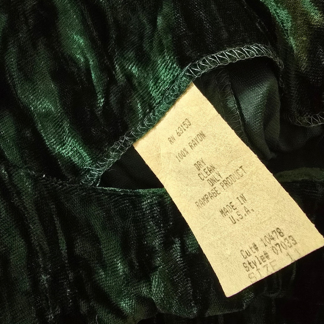 Vintage Y2K Green Velvet Bodycon Mini Dress Size M 11