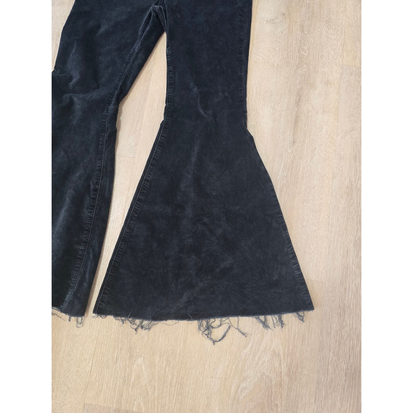 Free People We The Free Velvet Flare Pants Raw Hem Black Size 26