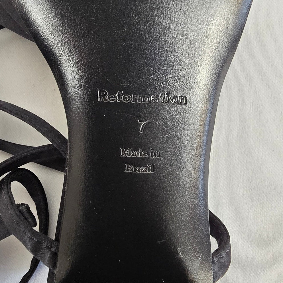 Black Satin Platform Sandal Heels Size 7