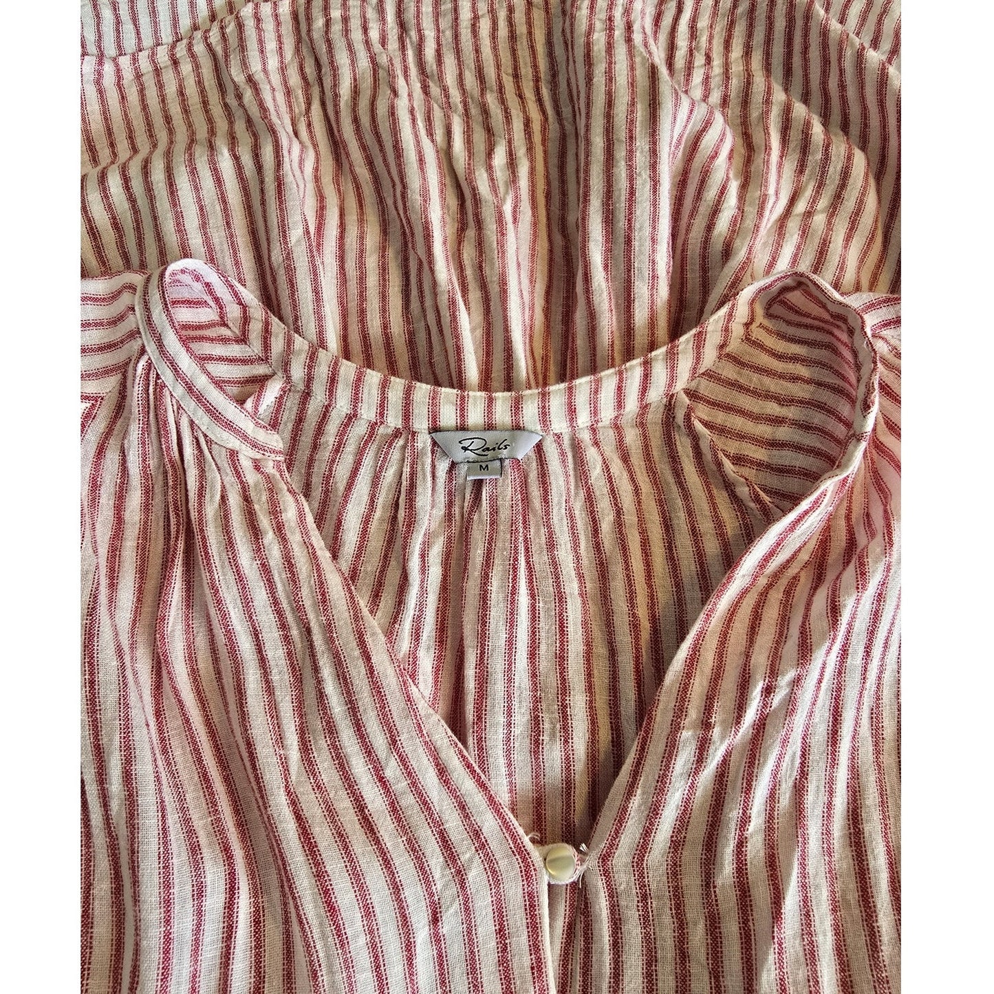 Red White Linen Blend Mini Dress Size M
