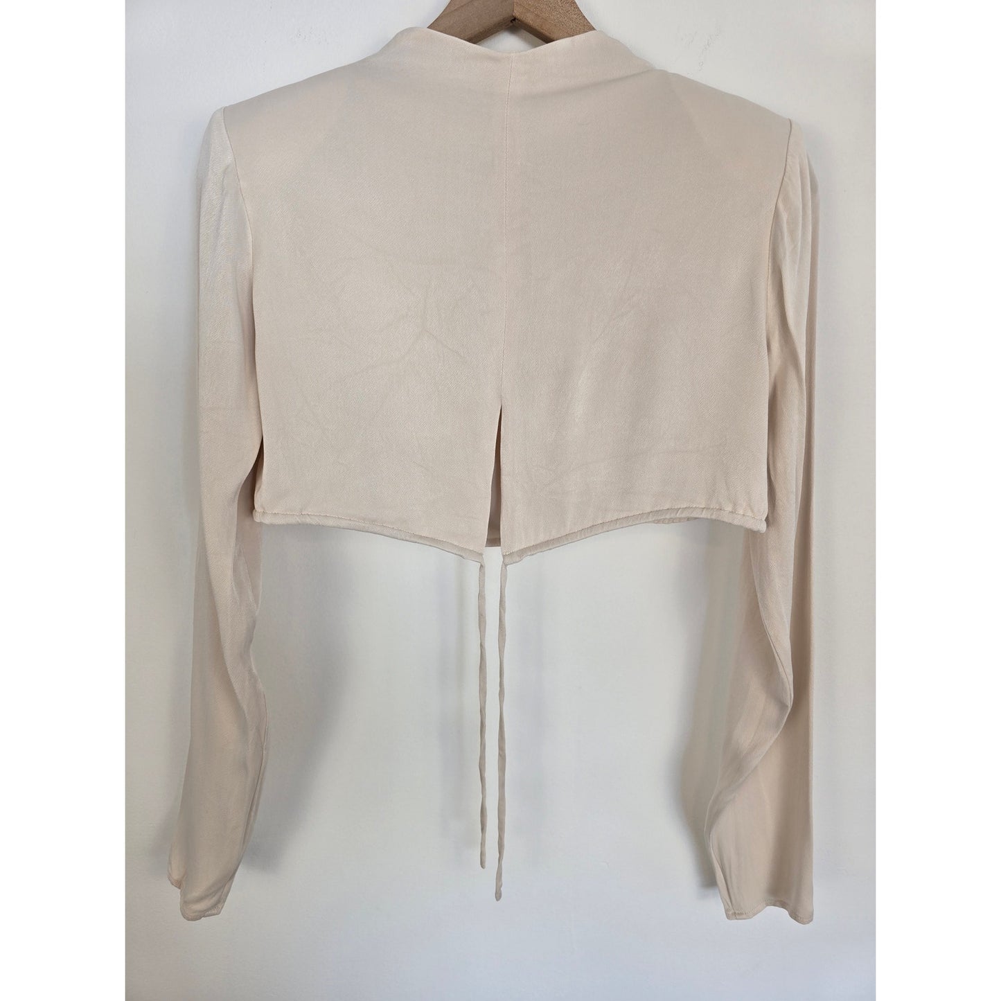 Ivory Draped Long Sleeve Crop Top Size Small