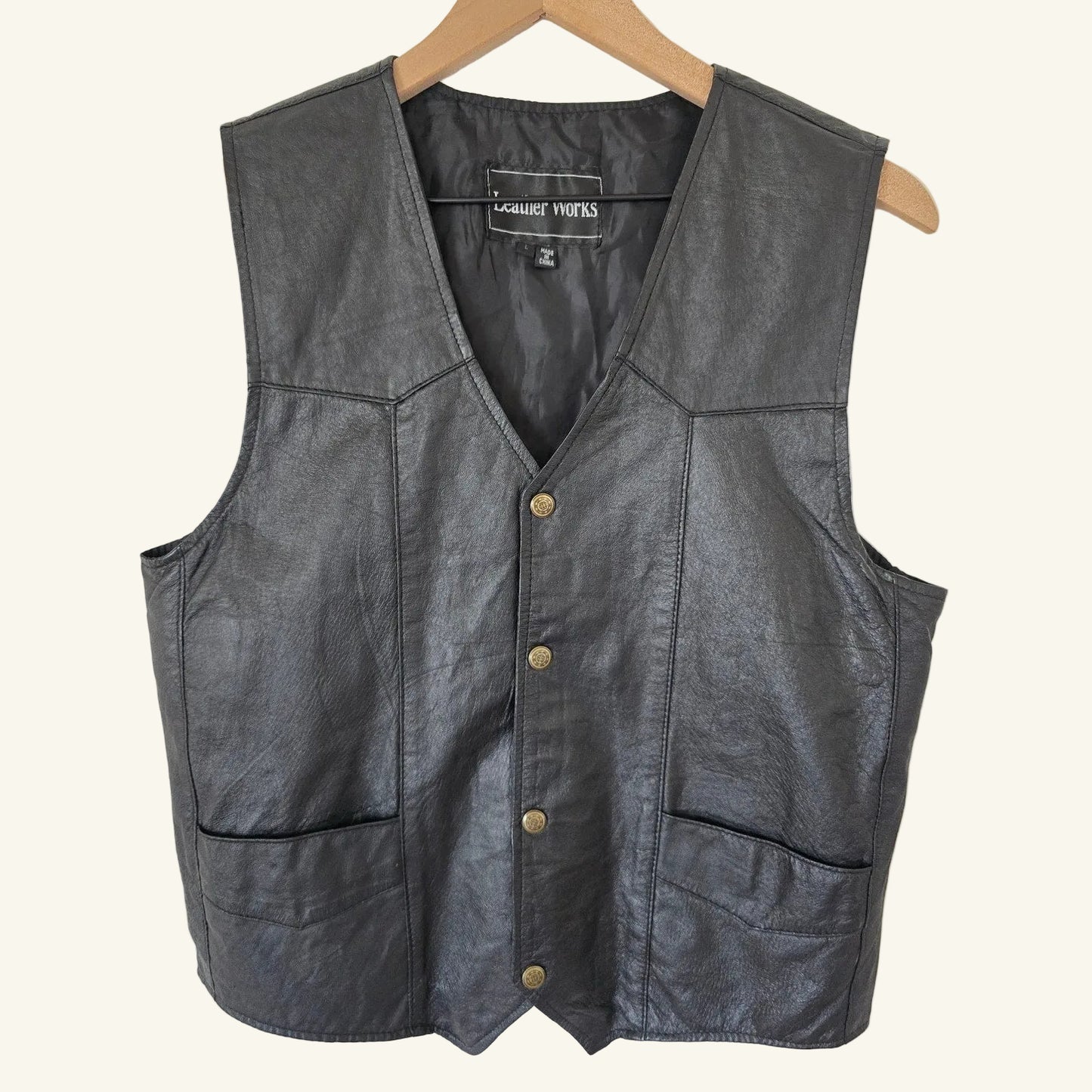 Black 90s Leather Vest Size L