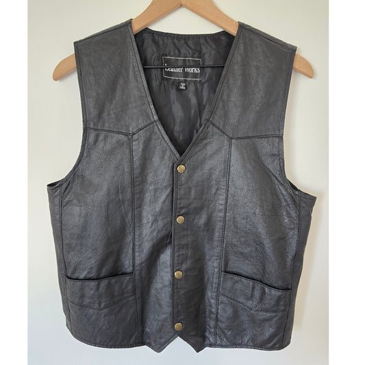 Black 90s Leather Vest Size L