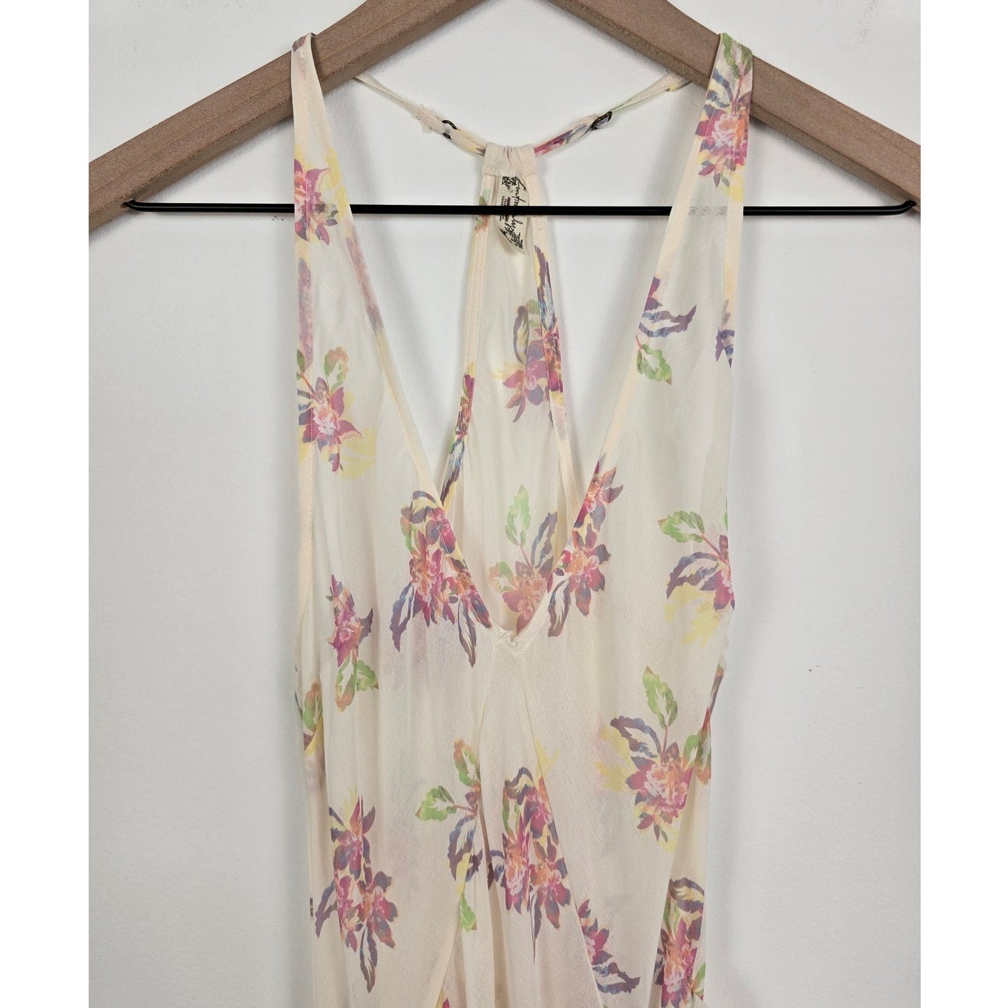 Ivory Floral Halter Maxi Dress Size XS