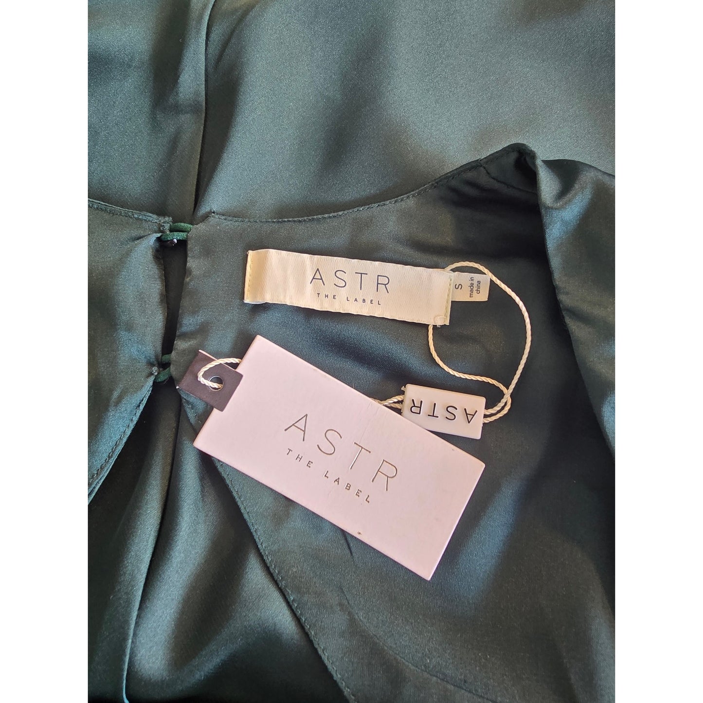 Hunter Green Satin Open Back Midi Dress Size S