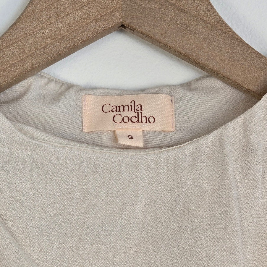 Ivory Draped Long Sleeve Crop Top Size Small