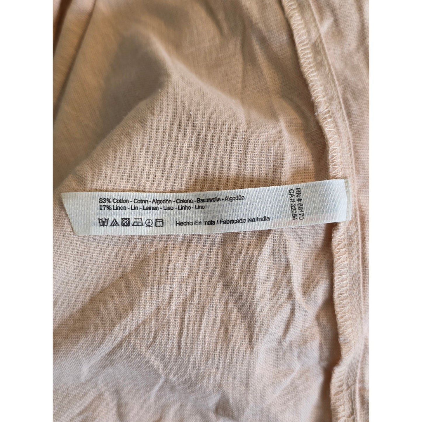 Peach Cotton Linen Blend Wrap Midi Dress Size S