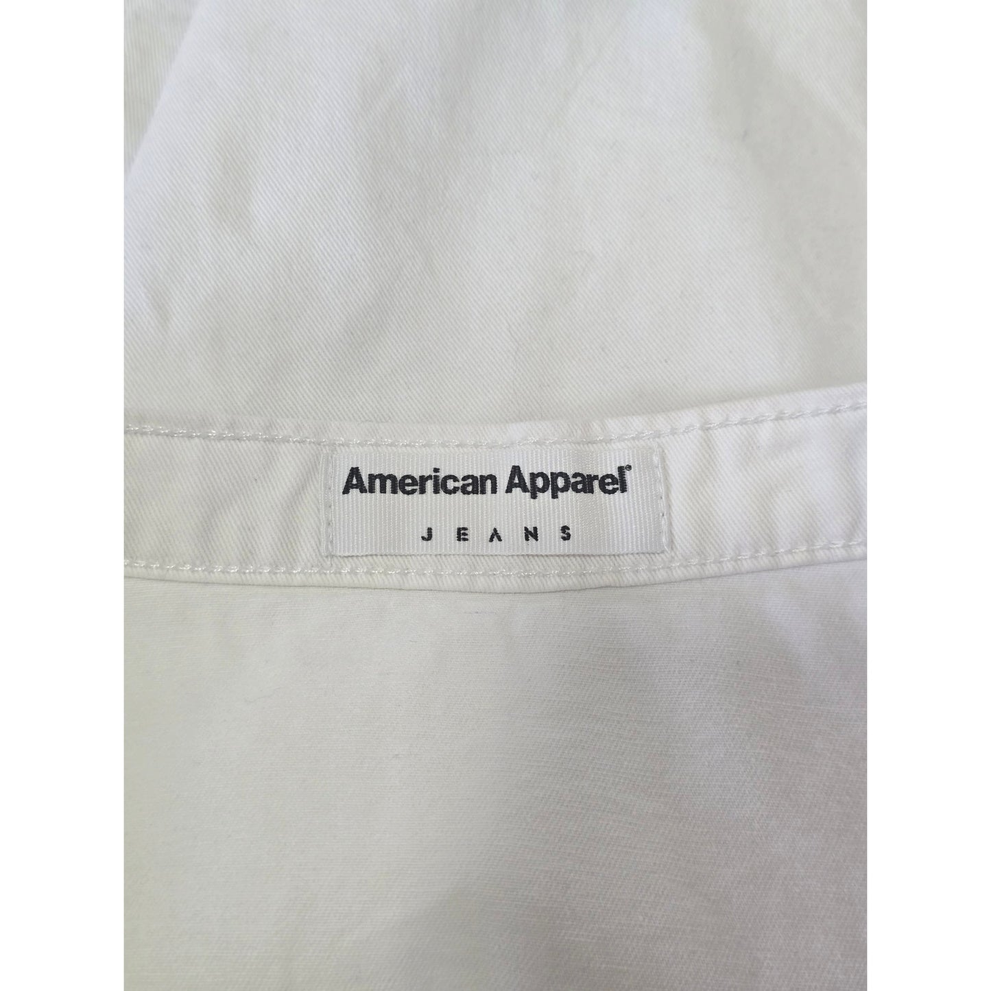 White Button Front Mini Skirt Cotton Size M