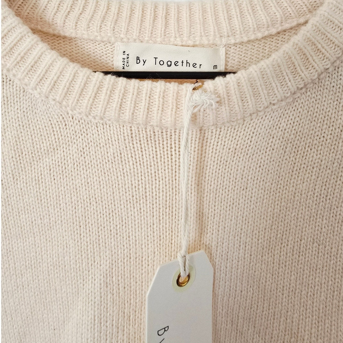 Cream Pink Coquette Knit Heart Sweater Size M