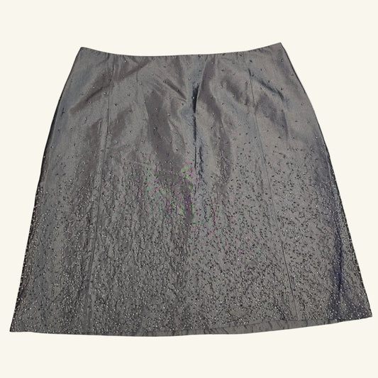Y2K Metallic Gray Beaded Mini Skirt Size 10