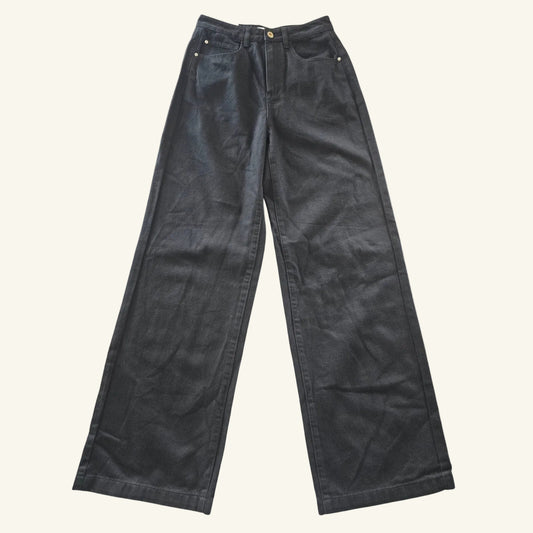 Black Wide Leg Denim Jeans High Rise Size 27