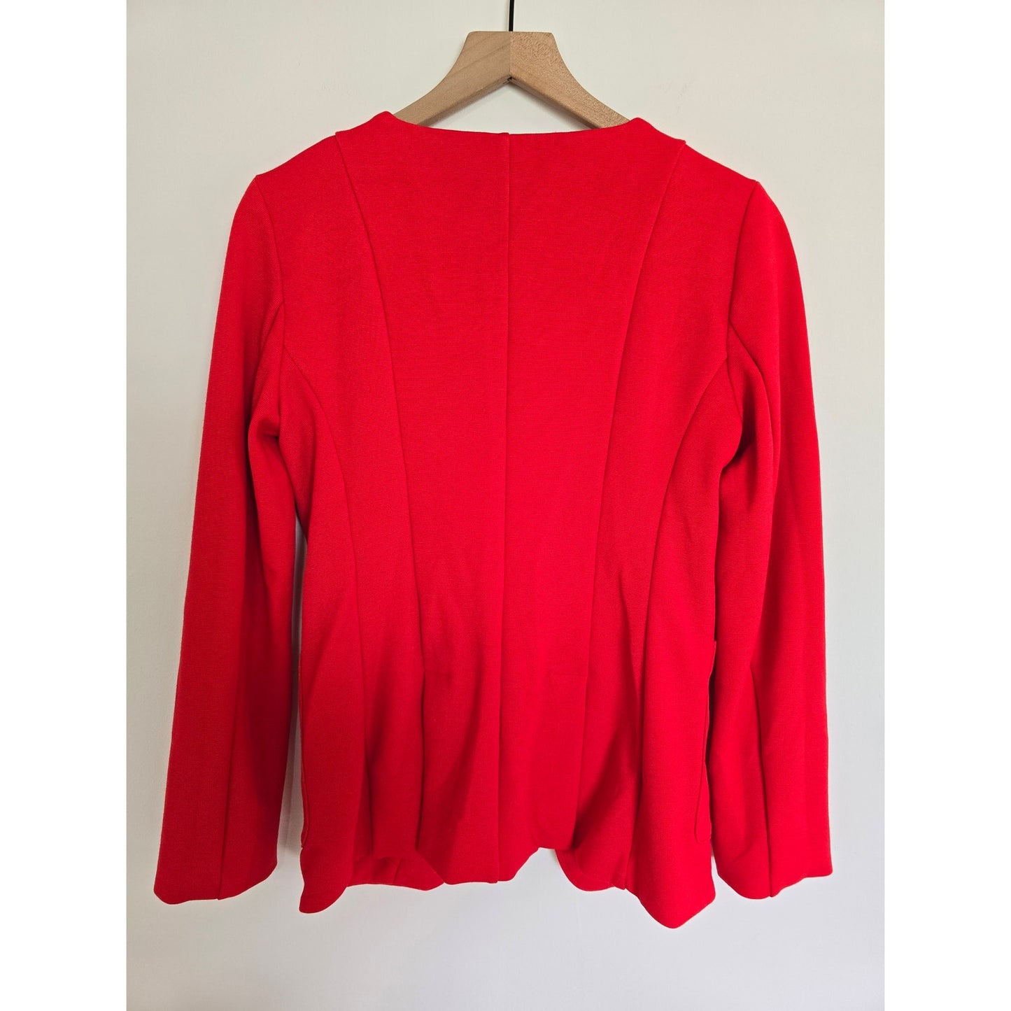 Red Scoop Neck Cutaway Blazer Size S