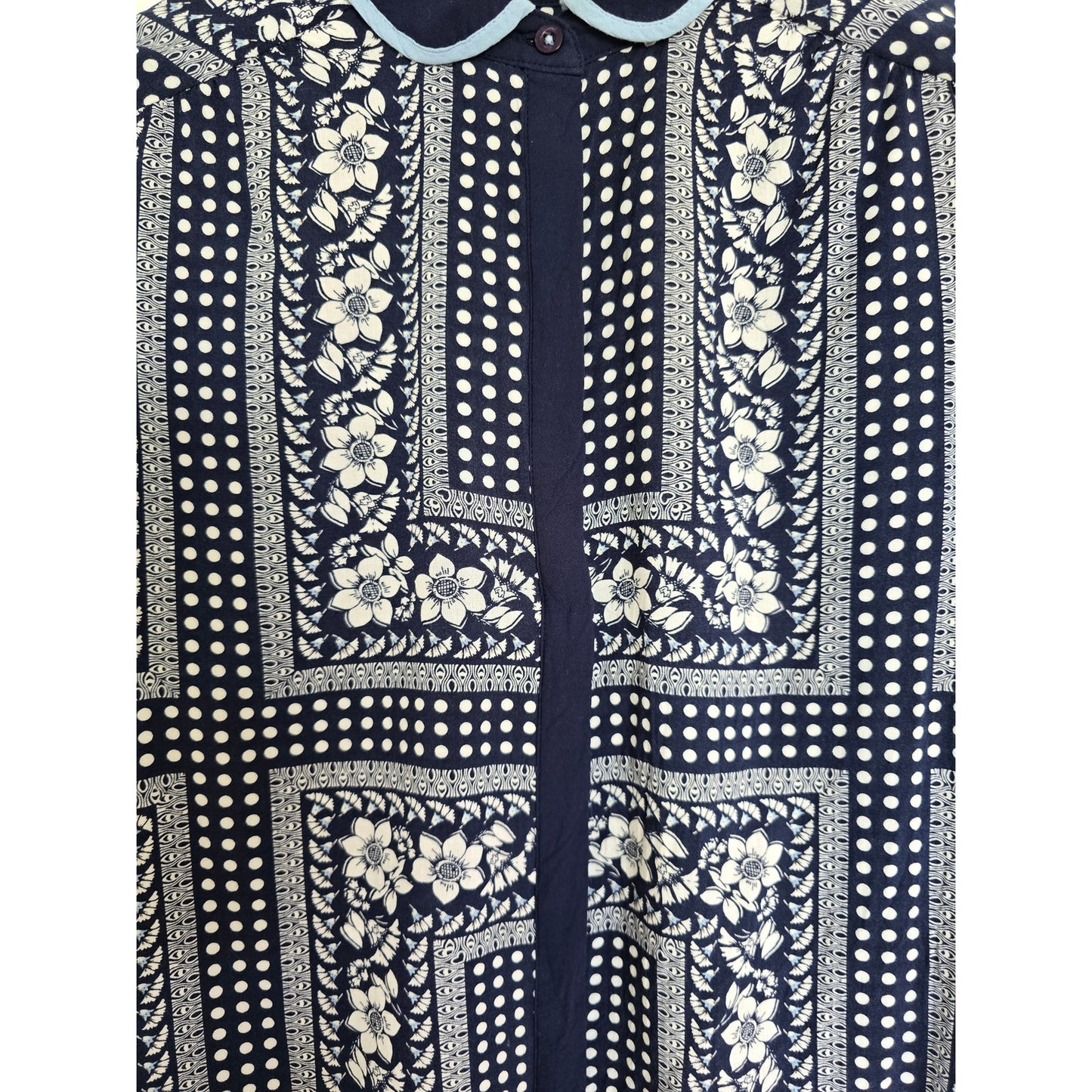 Navy Blue Art House Peter Pan Collar Blouse Size 2