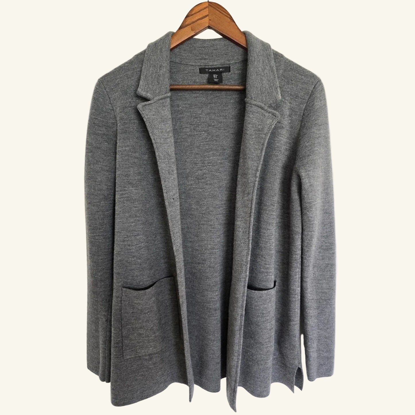 Gray Wool Blend Open Front Jacket Cardigan Size S