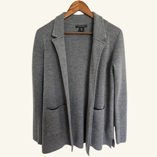 Gray Wool Blend Open Front Jacket Cardigan Size S
