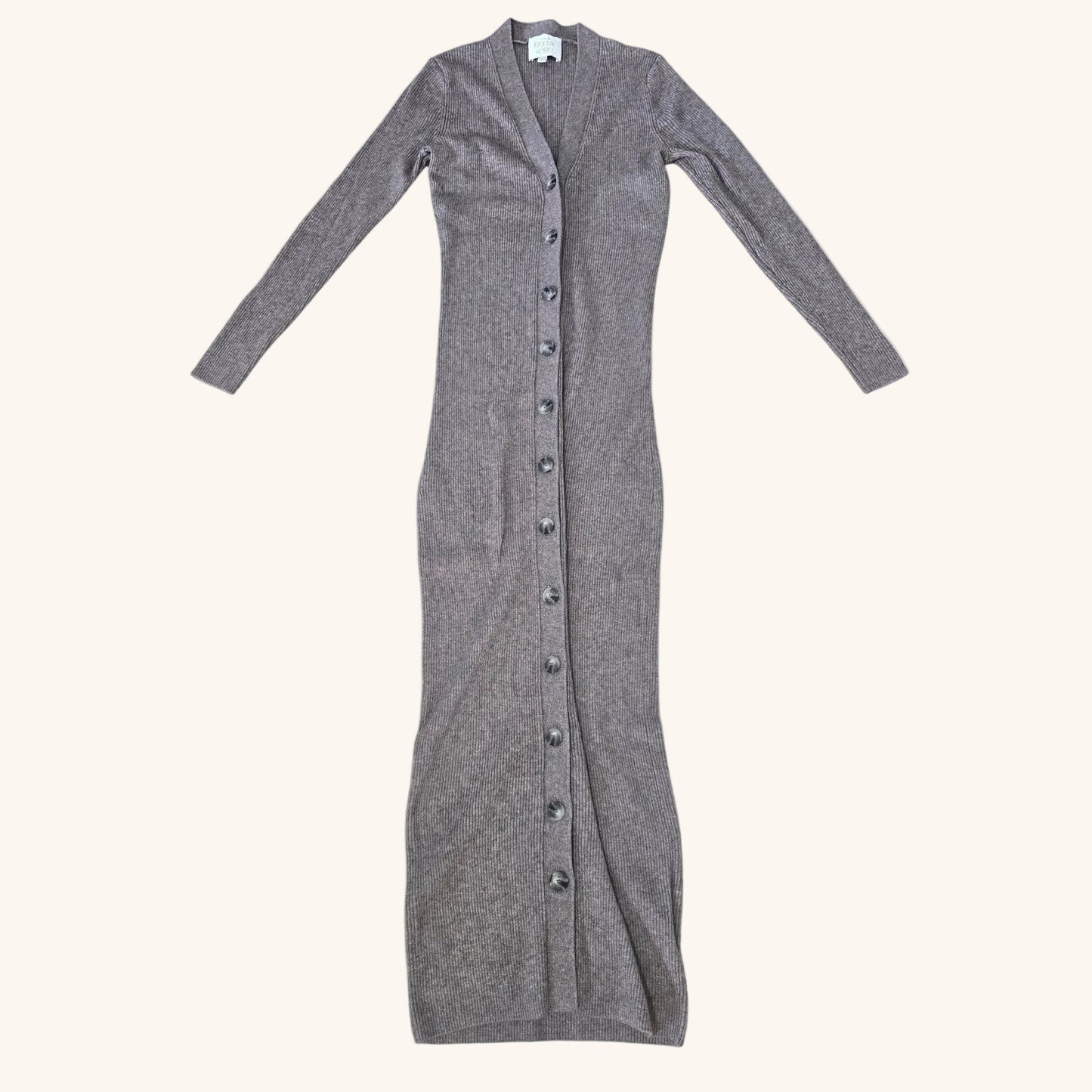 Brown Beige Rib Knit Sweater Dress Size S