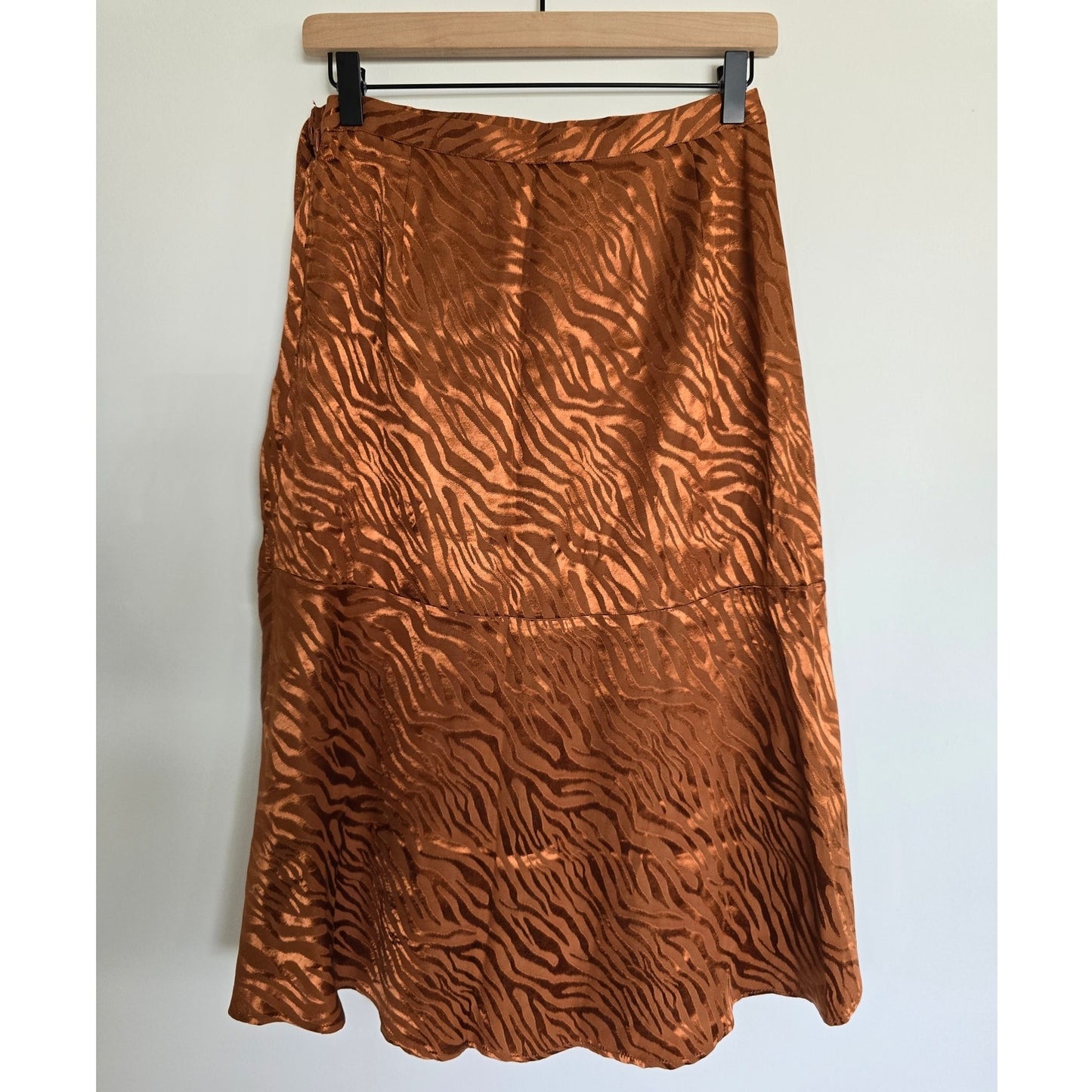 Bronze Copper Animal Print Wrap Midi Skirt Size 4 NWT